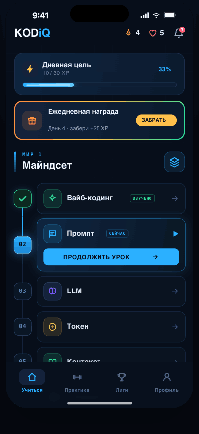 KODiQ home — lesson map