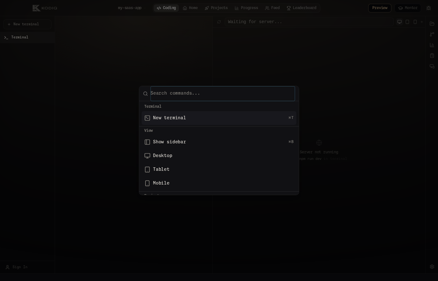 Kodiq command palette